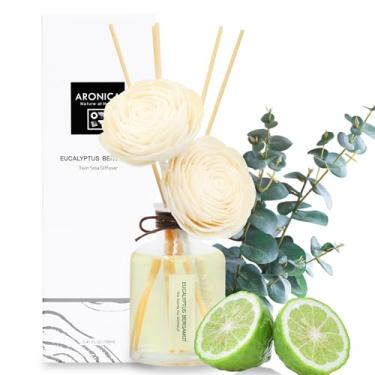 Imagem de Aronica Difusor duplo Sola 160 ml_Conjunto de palitos de óleo de eucalipto e bergamota, novos difusores de palheta premium não tóxicos para casa, aromas de óleo essencial orgânico, aromas de ambiente