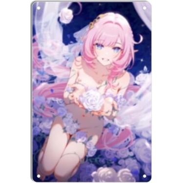 Imagem de DKLOWK Anime Sexy Bikini Hot Girl Pinup Girl Metal Tin Sign Wall Art Christmas Poster Decor for Home Bar Club Bedroom Bathroom Man Cave Otaku 30 x 40 cm