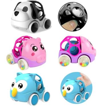 Imagem de Brinquedo Bebê Carrinho Sensorial Interativo Educativo Colorido 1° Infância Bebê Menino Menina 4 meses (Branco)