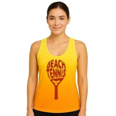 Imagem de Regata Feminina Fitness Esportiva Estampa Raquete Beach Tennis-Feminino