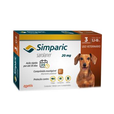 Imagem de Simparic Antipulgas e Carrapatos Para Cães de 5,1 a 10kg com 3 Comprimidos