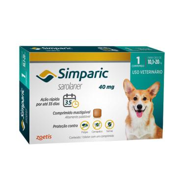 Imagem de Simparic Antipulgas e Carrapatos Para Cães de 10,1 a 20kg com 1 Comprimido