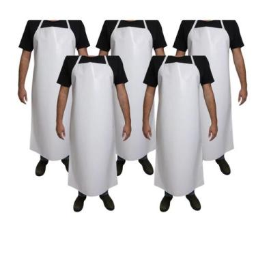 Imagem de Kit 5 Aventais Brancos Impermeáveis - Açougueiro/Peixeiro  - Mazza