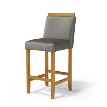 Imagem de Banqueta Eloá Madeira Maciça Assento Estofado Para Bancada Veludo Chum