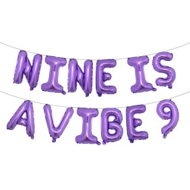 Imagem de Nine Is A Vibe Birthday Decorations Groovy 9th Birthday Party Supplies Nine Balloon Hippie Banner Decor Retro Decor for Nine Years Old Girl (NINE IS A VIBE 9 Purple)