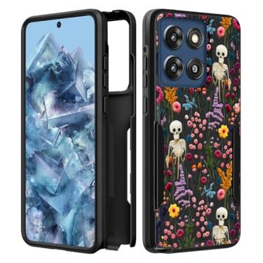 Imagem de Plakill Capa feminina para Moto G Stylus 5G 2025 - Capa de telefone feminina com design estético feminino, flor de esqueleto, resistente, proteção à prova de choque, grau militar, para Motorola Moto G