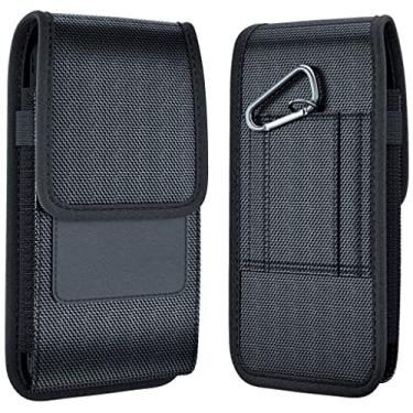 Imagem de BOMEA Coldre de nylon resistente para iPhone Plus e Pro Max 16/15/14/13/12/11/XS, Samsung Galaxy S25+ S24+ S23+ S22+, capa com suporte para cinto de celular, bolsa para cartão de identificação se