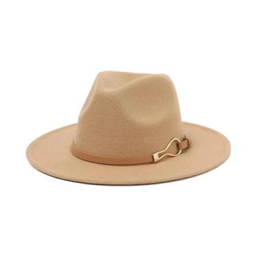 Imagem de Chapéu Feminino Cáqui De Aba Larga Com Proteção Solar, Cinto De Anel D