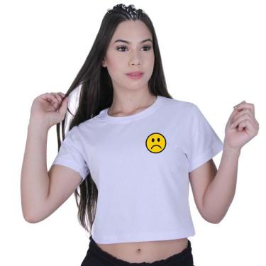 Imagem de Blusinha Cropped Algodão Sad Smile Bad Tumblr - Lafre, Branco, GG