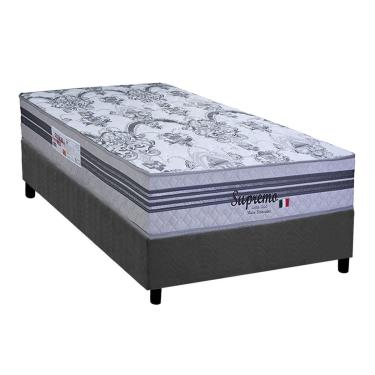 Imagem de Conjunto Box Solteiro: Colchão Molas Paropas Ensacadas Supremo Gray + Base CRC Suede Gray (88x188)
