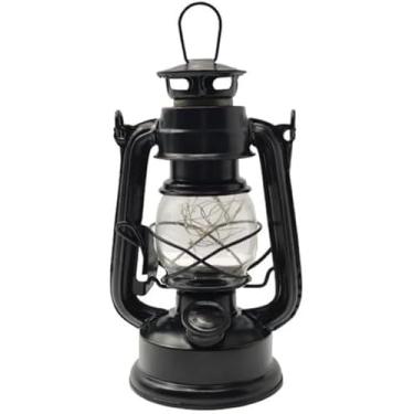 Imagem de Luminária Decorativa Retrô Vintage Estilo Lampião, Metal Preto, LED, 19 cm