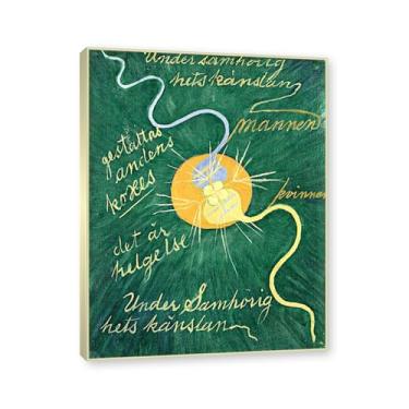 Imagem de NHLDZYH Moldura de champanhe. Pôster Hilma Af Klint, (Caos Primordial, nº 15), reproduções de pinturas famosas, imagem de arte abstrata para sala de estar quarto decoração de casa. 50 x 65 cm-19,7 x