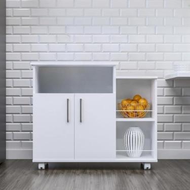 Imagem de Aparador Móveis para Cozinha e Café Buffet Armario Multiuso Cozinha Real Cantinho do Café Sala Balcão Multiuso Decoração Moderno 2 Portas(Branco)