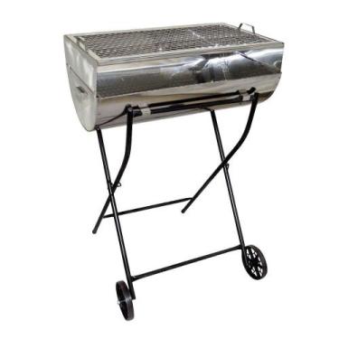 Imagem de Churrasqueira Aberta Grill Inox Grelha E Carrinho 97x67x40cm - OURO MI