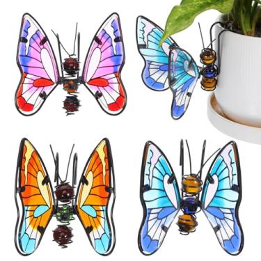 Imagem de NUOBESTY Estatueta decorativa de 3 peças para vasos de borboleta de ferro para decoração de jardim encantadora para decoração de plantadores internos e externos