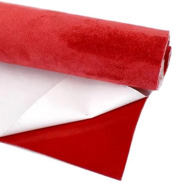 Imagem de Self-Adhesive Velvet Fabric (20x70cm, 1PC) – 0.8mm Thick Synthetic Suede for Car Roof Lining, DIY Projects, Durable(Red)