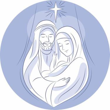 Imagem de Painel De Tecido Sublimado Redondo Presépio de Natal Maria e José C/El