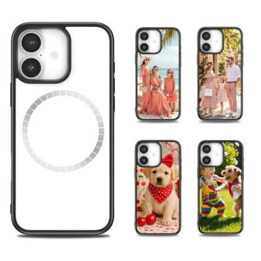 Imagem de FOQENCCI 5 peças magnéticas para iPhone 16 Plus Sublimação Capa em branco compatível com MagSafe Printable DIY Capa de telefone personalizada antiderrapante bumper capa protetora 6,7 polegadas preta