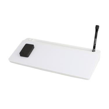 Imagem de harayaa Quadro branco de vidro, suporte para teclado de computador, mesa, com gaveta, quadro branco para material escolar, dormitório, sala de aula, Branco