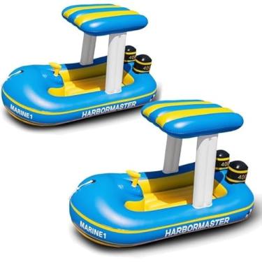 Imagem de Boias infláveis para piscina infantil, patrulha policial mestre do porto infantil, barco inflável para piscina, brinquedo aquático divertido, brinquedo de piscina com tema de resgate policial para