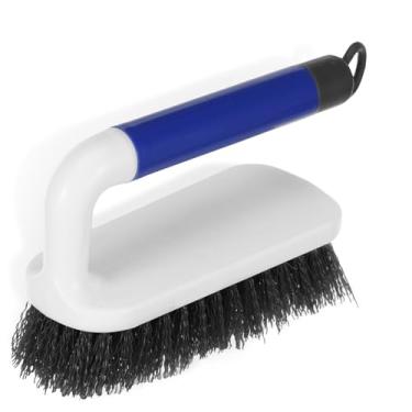 Imagem de Esfoliante de lavanderia, escovas resistentes, escovas de limpeza de pano de cerdas macias com alça antiderrapante, ferramenta de limpeza doméstica para chuveiro, cozinha, pia, banheiro, chão (azul
