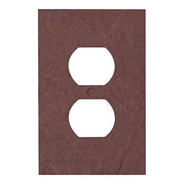 Imagem de Electrical SWITCH HITS Outlet Wall Plate 1 Duplex | Tampa de tomada única Receptáculo Placa de Face | Vermelho Ardósia Vermont Decorativa - Tom Terra Natural | 1 Gang, 8,3 cm L x 12,7 cm A