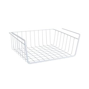 Imagem de Generic Cesta de arame sob a prateleira, organizador economizador de espaço, suporte para temperos para quarto, estante, geladeira, Branco, S