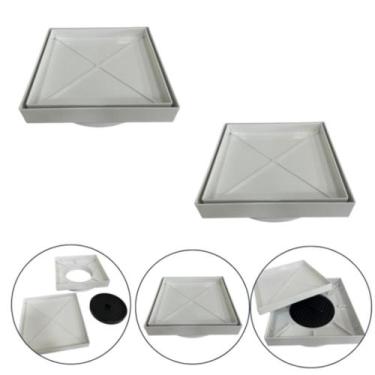 Imagem de Kit 2 Ralo Inteligente 15x15 Oculto Piso/ Porcelanato Cor Branco - 123