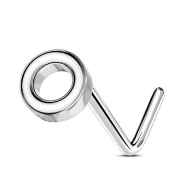 Imagem de OUFER Anéis de nariz de titânio G23 para mulheres, 20 g em forma de L, joia de piercing de narina redonda