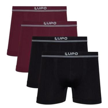 Imagem de Kit 4 Cuecas Boxer Masculina Lupo 436 Original Microfibra Premium, Bor