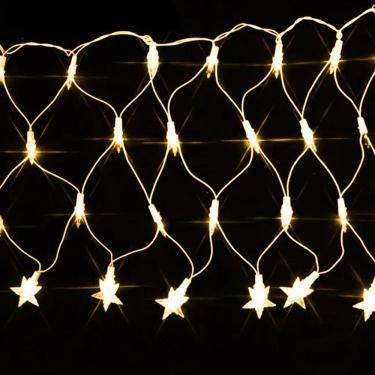 Imagem de Pisca De Led Rede Com Estrela Na Ponta 120l 3,5x0,5m 8 Modos 110v Cores Amarelo