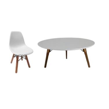 Imagem de Mesa 80cm Infantil Red. Branco 3 Pé 50cm 1 cadeira - jthome