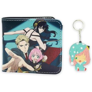 Imagem de Carteira de espião de anime Kawaii com chaveiro, porta-cartão de identificação, carteira de poliuretano, durável, porta-cartões de crédito, bolsa de dinheiro para estudantes, adolescentes, meninas e