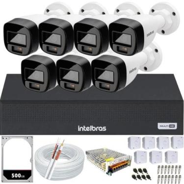 Imagem de Kit 7 Câmeras Intelbras Cftv 1080p Full Color Hd 500GB colorido 24hrs