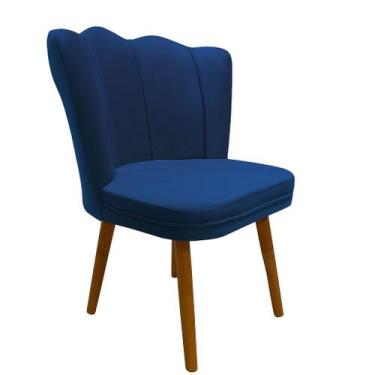 Imagem de Cadeira Pétala Decorativa Tecido Veludo Pés Palito, AZUL MARINHO