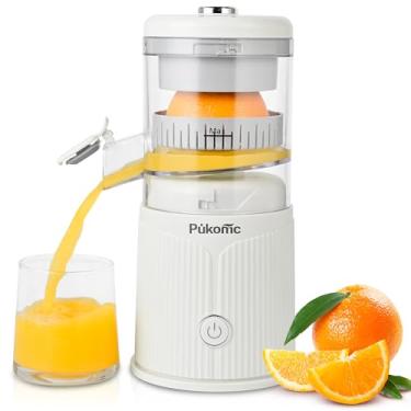 Imagem de Pukomc Espremedor de frutas cítricas elétrico, espremedor de laranja portátil recarregável com USB-C, suco rápido de 45 W em 20s, fácil de limpar, para laranjas, limões, toranjas – branco