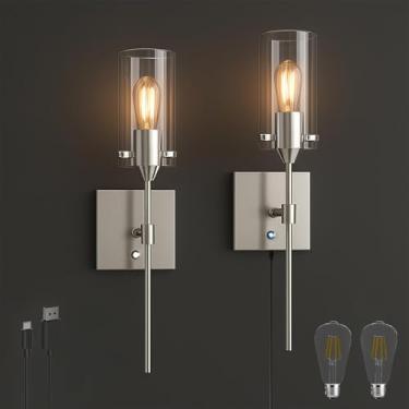 Imagem de ThyFenno Arandela de parede regulável operada por bateria sem fio, luminária de parede recarregável, fácil de instalar, lâmpada de montagem de parede sem fio para sala de estar, cabeceira, corredor