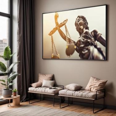 Imagem de Quadro com Moldura Sala Quarto Justiça Balança Escritório Decorativo Horizontal Grande Hall