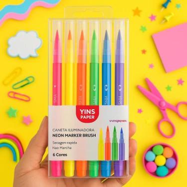 Imagem de Marca Texto Caneta Iluminadora C/6 cores Neon Yins - Yins Papper