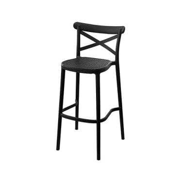 Imagem de Banqueta Plats Polipropileno e Simulando Palha no Assento (Preta)