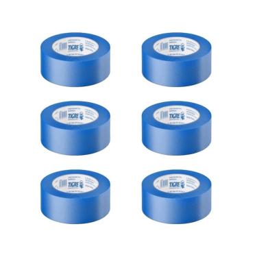 Imagem de Kit 6 Fita Crepe Azul Mascaramento Pintura 48Mm X 50M Tigre