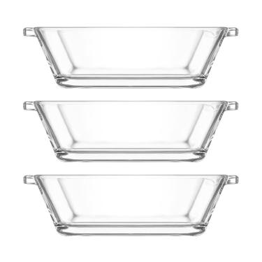 Imagem de Jogo 3 Petisqueiras Retangular Vidro Casual 110Ml Class Home