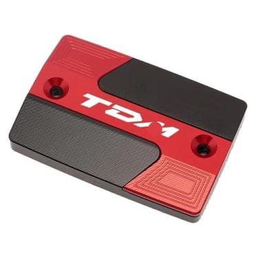 Imagem de Acessórios CNC para motocicleta, tampa do reservatório de fluido de freio dianteiro traseiro compatível com Y&AMAHA TDM 850 TDM 900 2004-2015 (capa frontal vermelha)