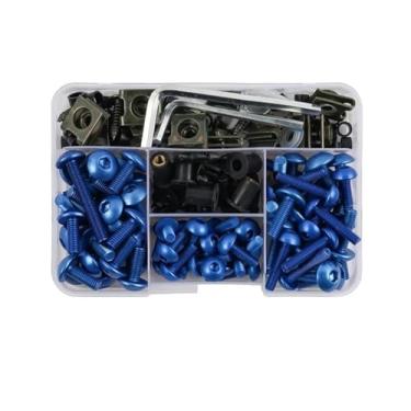 Imagem de Kit de parafusos de carenagem de para-brisas de motocicleta 190 peças compatível com S&uzuki GSXR 600 750 1000 K1 K2 K3 K4 K5 K6 K7 K8 K9 K10 (azul)