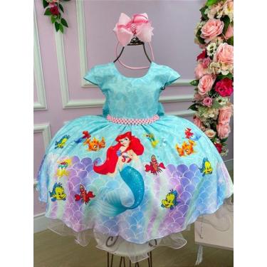 Imagem de Vestido Infantil Temático Ariel - A Pequena Sereia - Fabuloso Ateliê, 