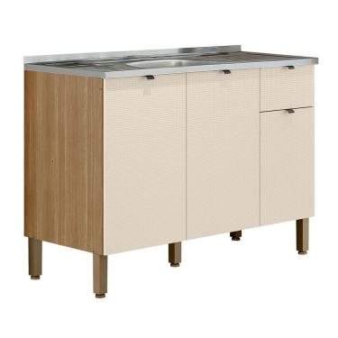 Imagem de Balcão de Cozinha Com Pia 120cm Laura Plus Soft/Freijó Z06 - Mpozenato