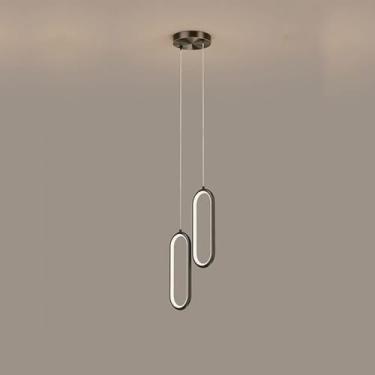 Imagem de Lustre de linha de anel de latão, simples, moderno, luxuoso, de cabeceira, luz pendente, LED, decoração de bar, restaurante, teto, luminária, iluminação interna, ajustável, decoração moderna