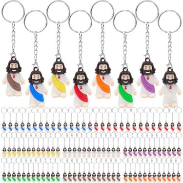 Imagem de Yelakey Chaveiro cristão a granel mini figuras de Jesus pequeno chaveiro religioso, Multicolorido1, 100 Pcs Mini Jesus
