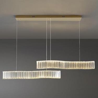 Imagem de Lustre de cristal para sala de jantar, luminária pendente LED pós-moderna, abajur de acrílico, luz suspensa para ilha de cozinha, sala de estar, quarto, cabeceira, corredor, luminária de tet