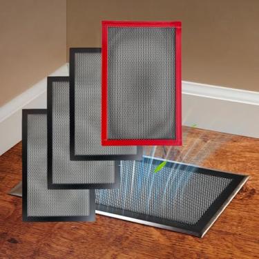 Imagem de 4 pacotes de capa de ventilação para registro de piso, 17,78 cm x 33 cm capas de tela de ventilação pegajosa com gel PET adesivo não magnético – fixa-se firmemente a plástico, madeira, pedra e mais